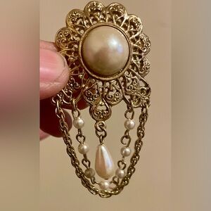 Gold-Tone Pearl Drop Statement Pendant